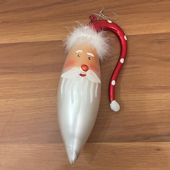 Vintage 11” Large Handblown Fur Hat Santa Christmas Holiday Ornament - Picture 1 of 16